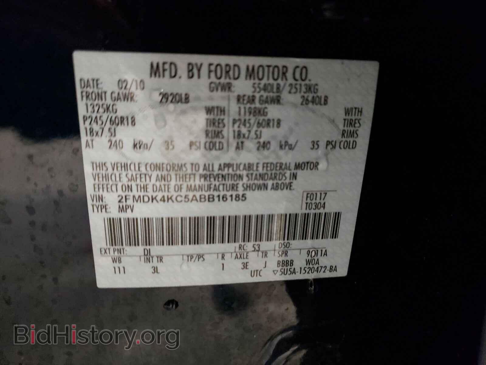 2010 FORD EDGE - VIN: 2FMDK4KC5ABB16185 - Фото 10