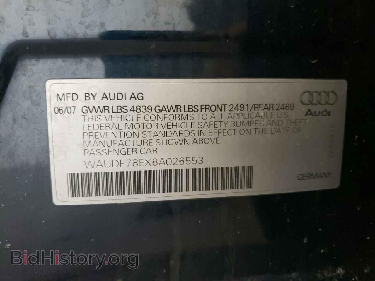 2008 AUDI A4 - VIN: WAUDF78EX8A026553 - Фото 10