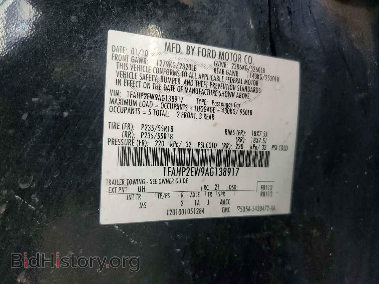 2010 FORD TAURUS - VIN: 1FAHP2EW9AG138917 - Photo 12