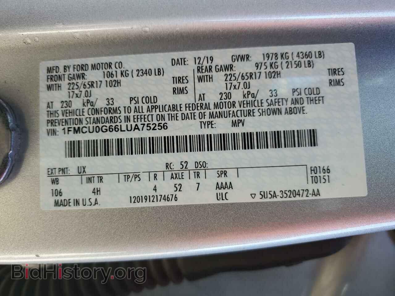 2020 FORD ESCAPE - VIN: 1FMCU0G66LUA75256 - Фото 13