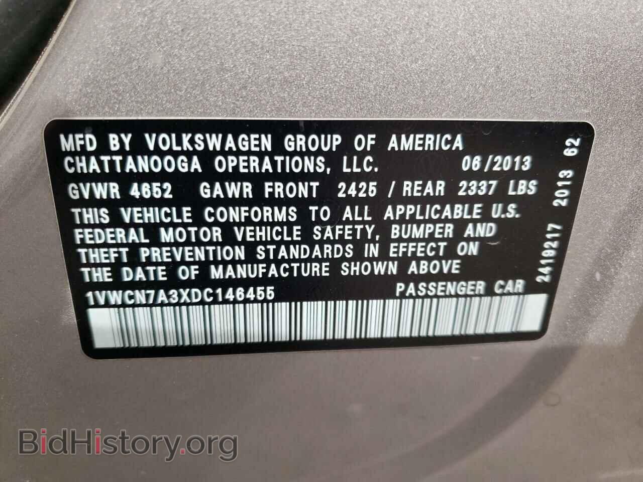 2013 VOLKSWAGEN PASSAT - VIN: 1VWCN7A3XDC146455 - Фото 10