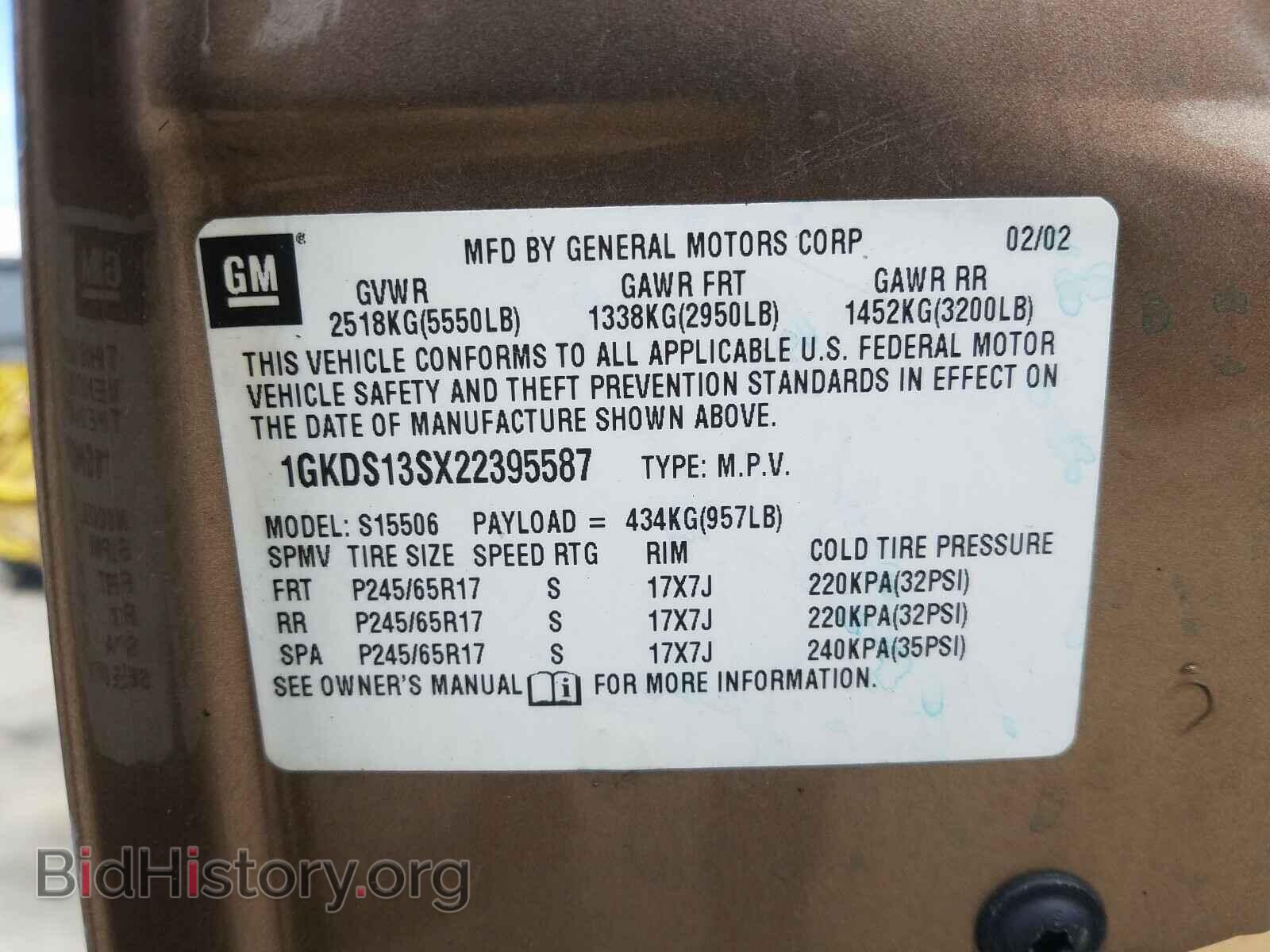 2002 GMC ENVOY - VIN: 1GKDS13SX22395587 - Photo 10