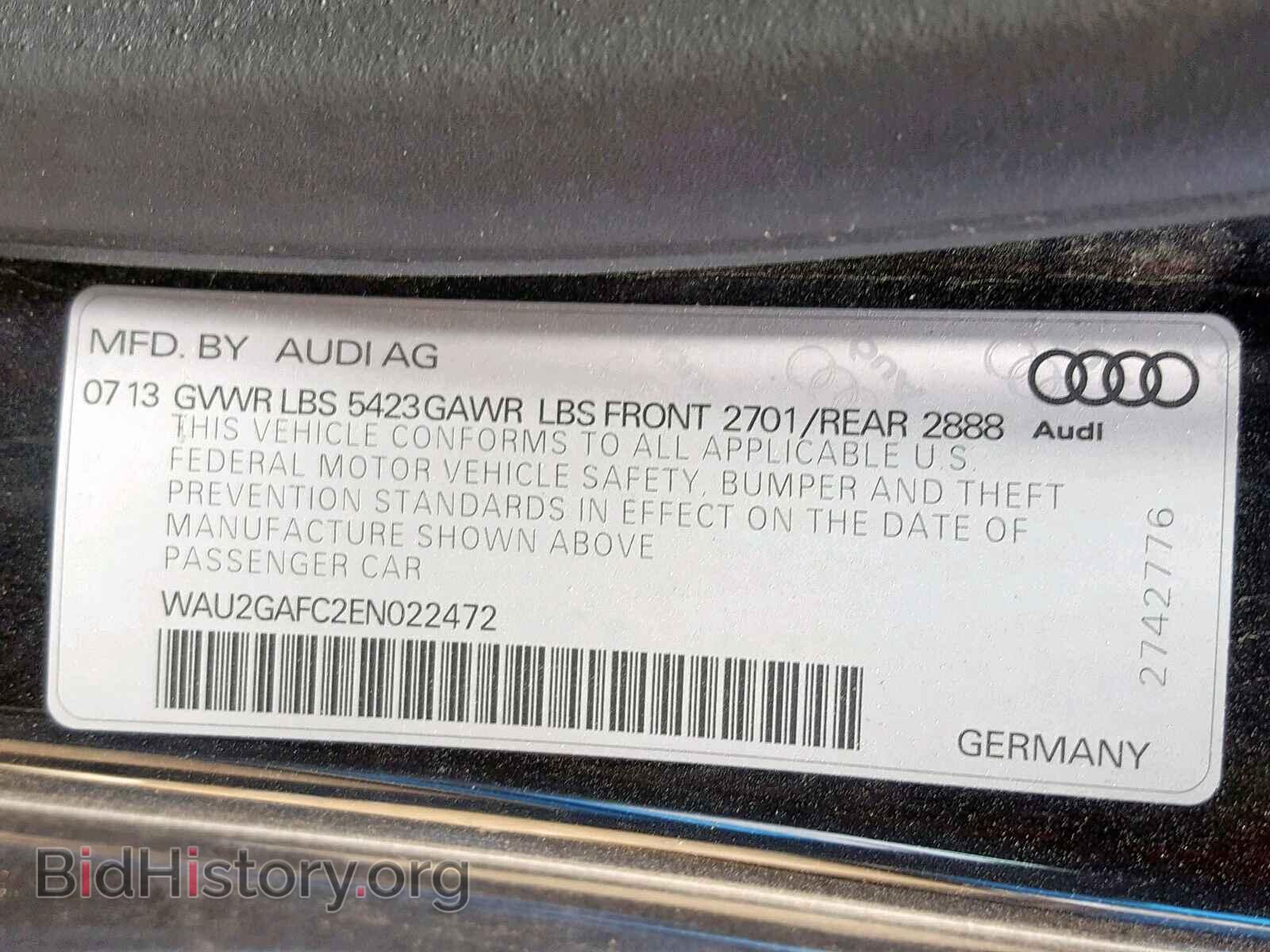 2014 AUDI A7 - VIN: WAU2GAFC2EN022472 - Фото 10