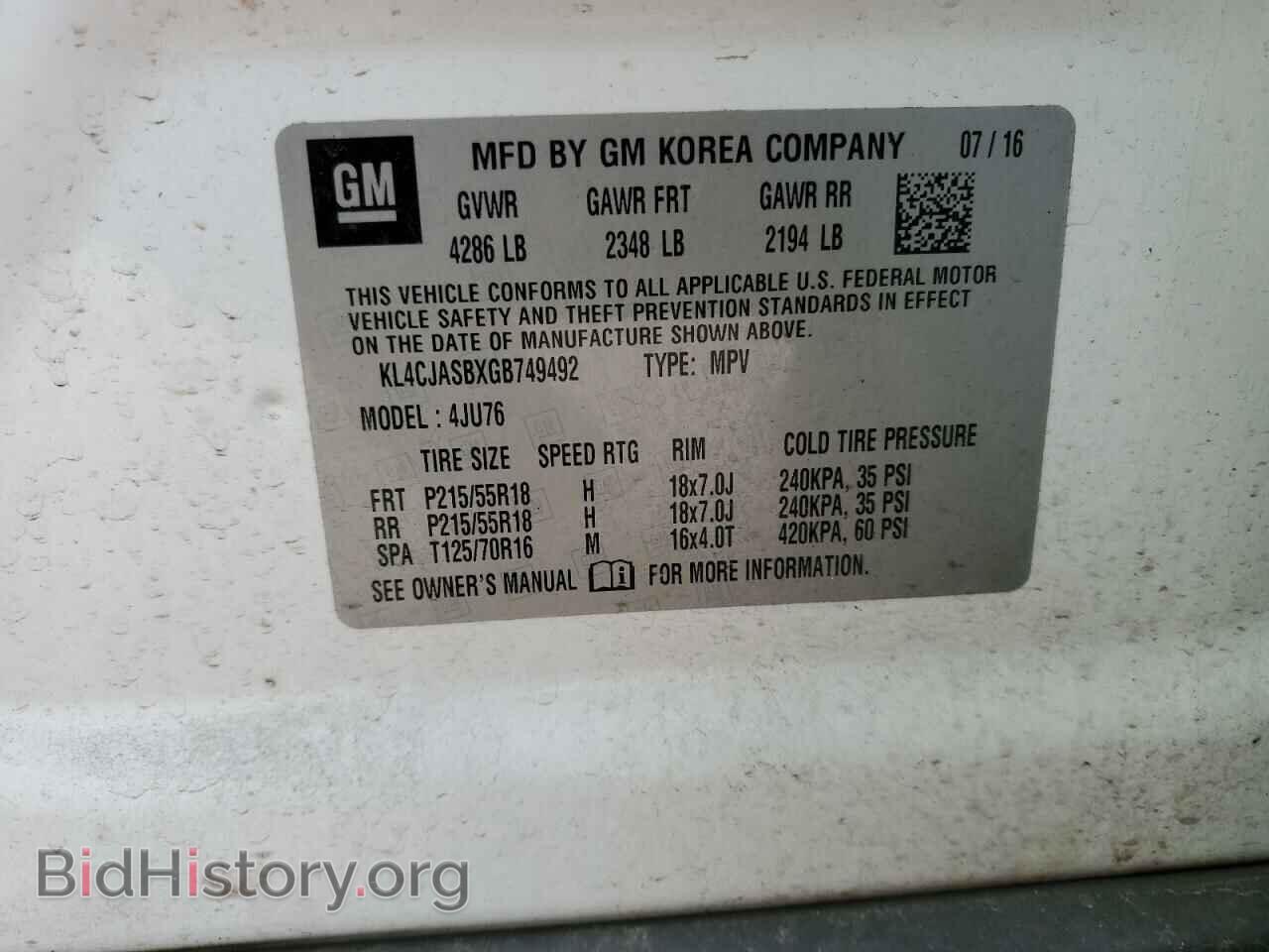 2016 BUICK ENCORE - VIN: KL4CJASBXGB749492 - Photo 13