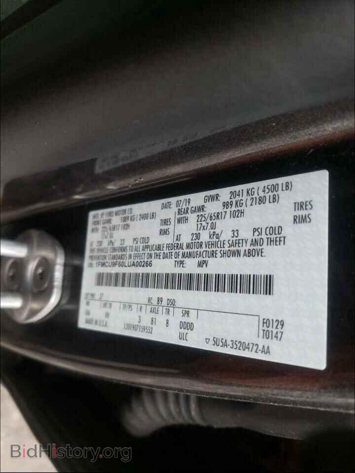 2020 FORD ESCAPE - VIN: 1FMCU9F60LUA00266 - Фото 10
