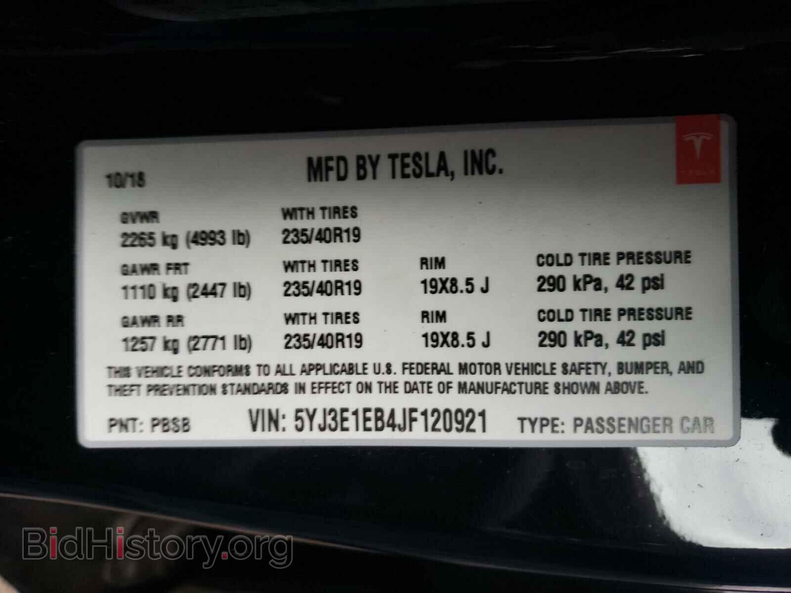 2018 TESLA MODEL 3 - VIN: 5YJ3E1EB4JF120921 - Photo 10