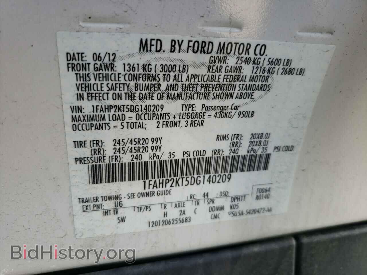 2013 FORD TAURUS - VIN: 1FAHP2KT5DG140209 - Фото 10