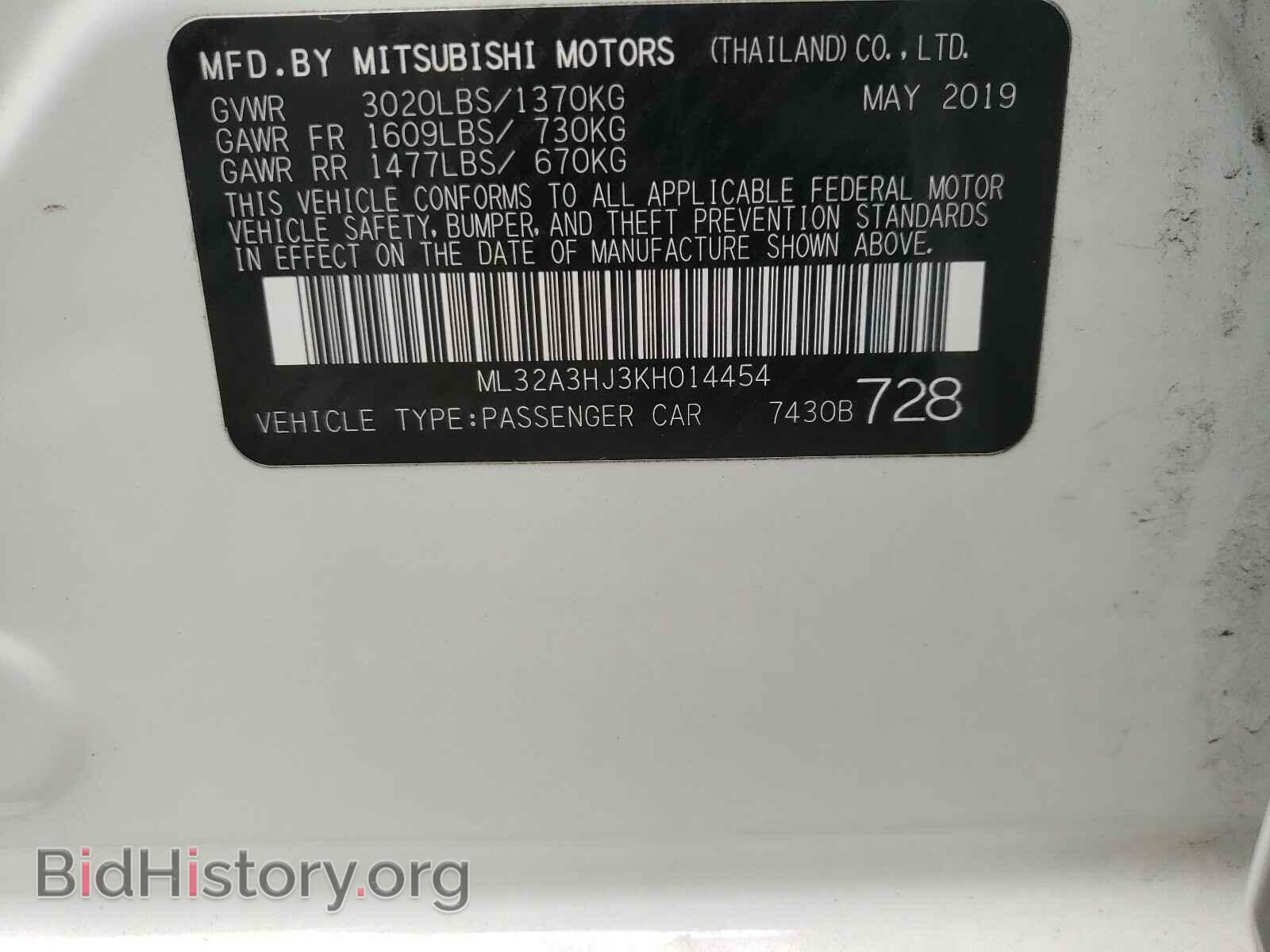 2019 MITSUBISHI MIRAGE - VIN: ML32A3HJ3KH014454 - Фото 10