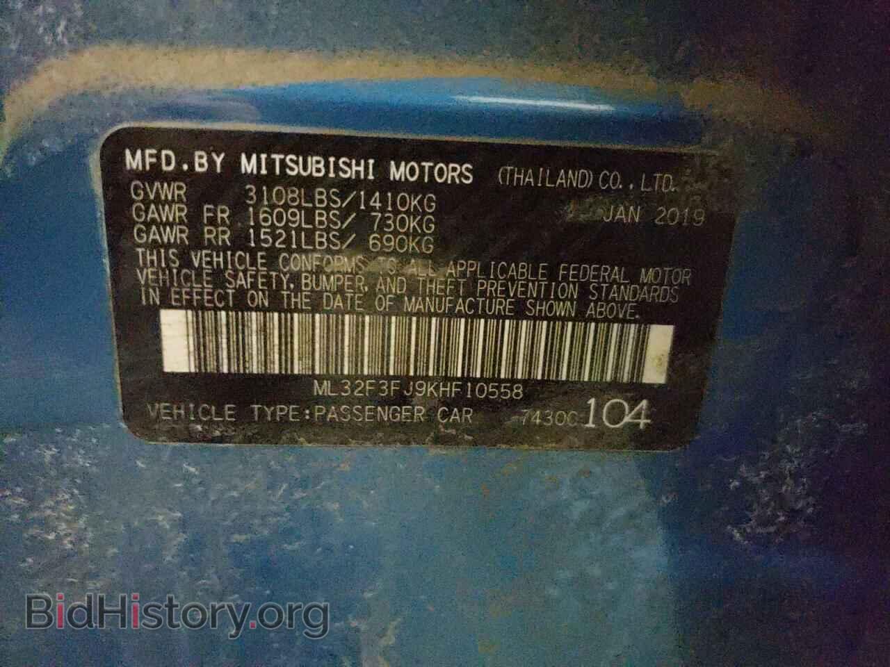 2019 MITSUBISHI MIRAGE - VIN: ML32F3FJ9KHF10558 - Фото 9