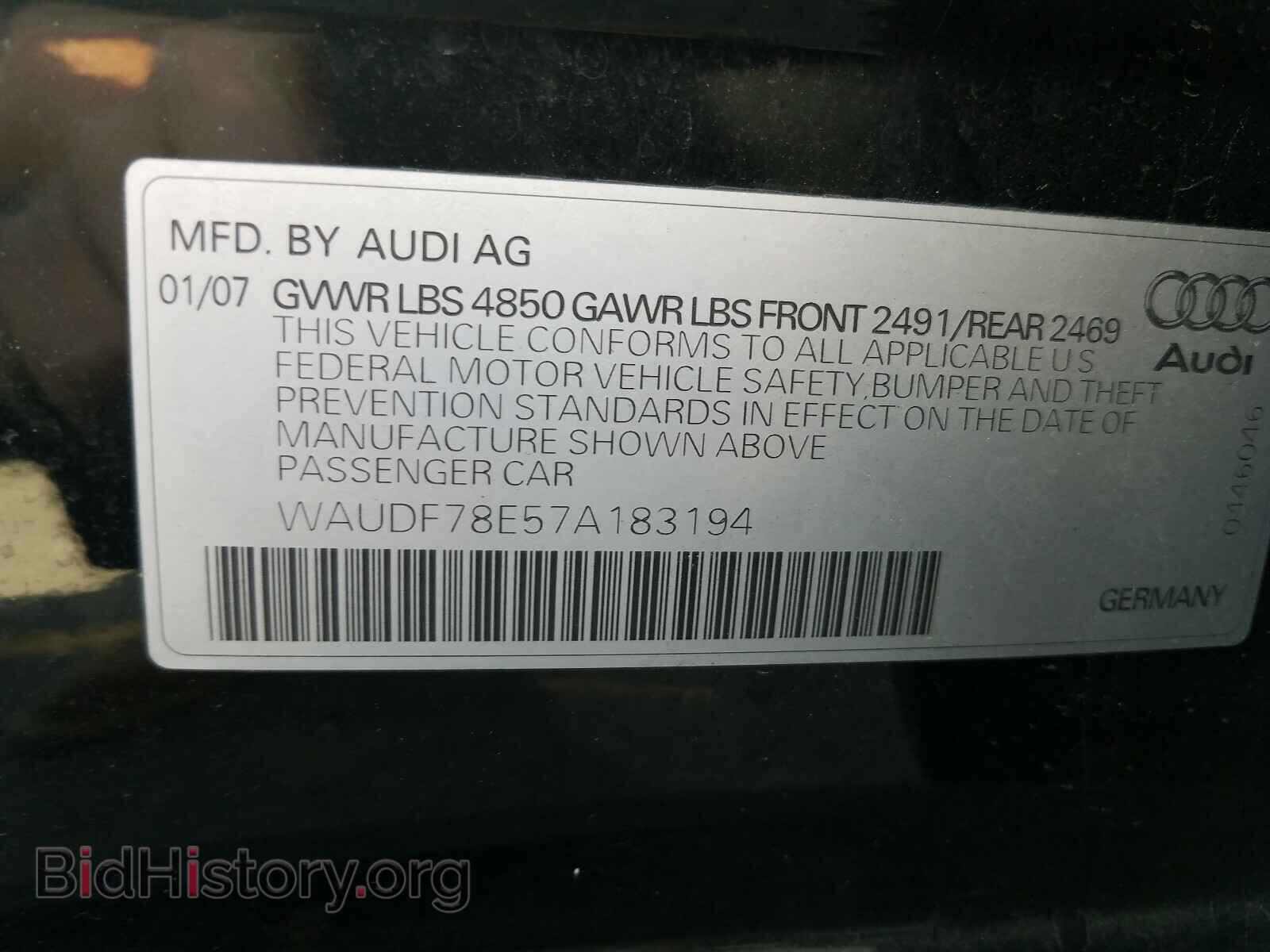 2007 AUDI A4 - VIN: WAUDF78E57A183194 - Фото 10