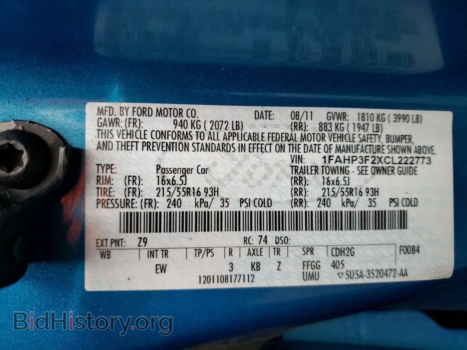 2012 FORD FOCUS - VIN: 1FAHP3F2XCL222773 - Photo 10