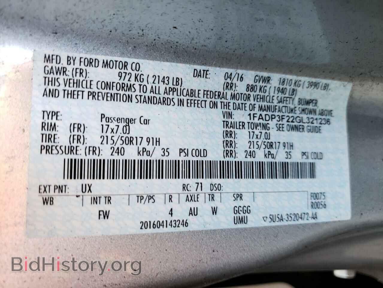 2016 FORD FOCUS - VIN: 1FADP3F22GL321236 - Фото 10
