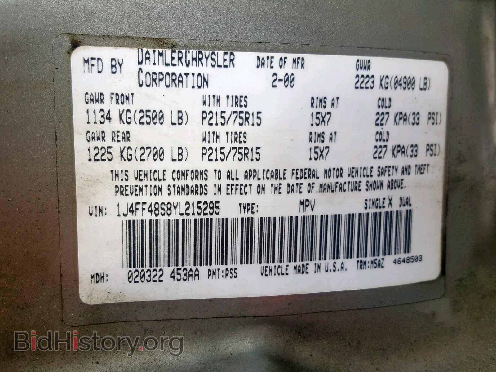 2000 JEEP CHEROKEE S - VIN: 1J4FF48S8YL215295 - Фото 10