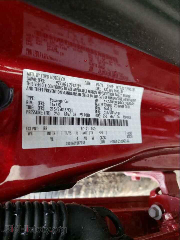 2016 FORD FOCUS - VIN: 1FADP3F26GL385358 - Фото 10