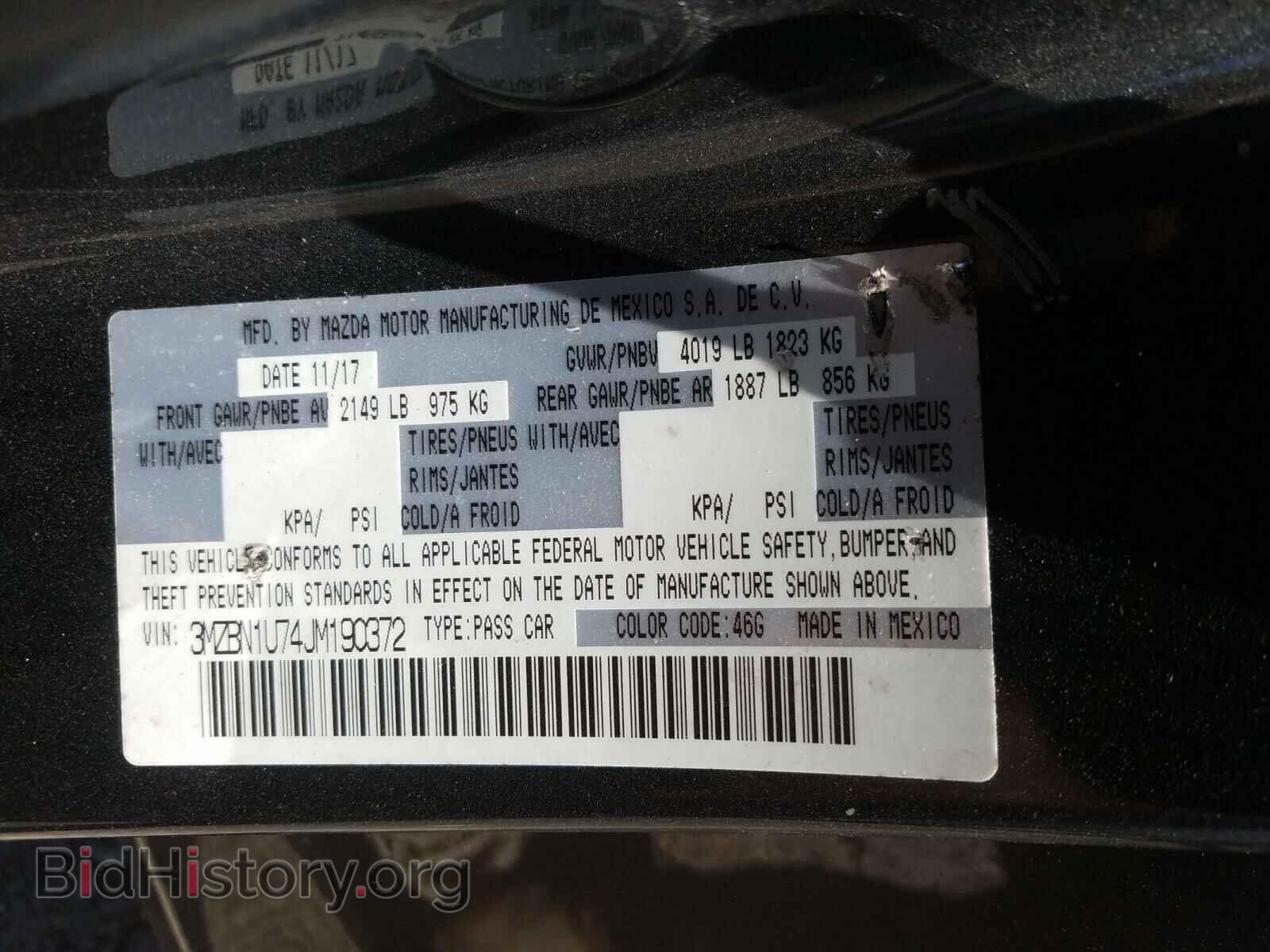 2018 MAZDA 3 - VIN: 3MZBN1U74JM190372 - Фото 10