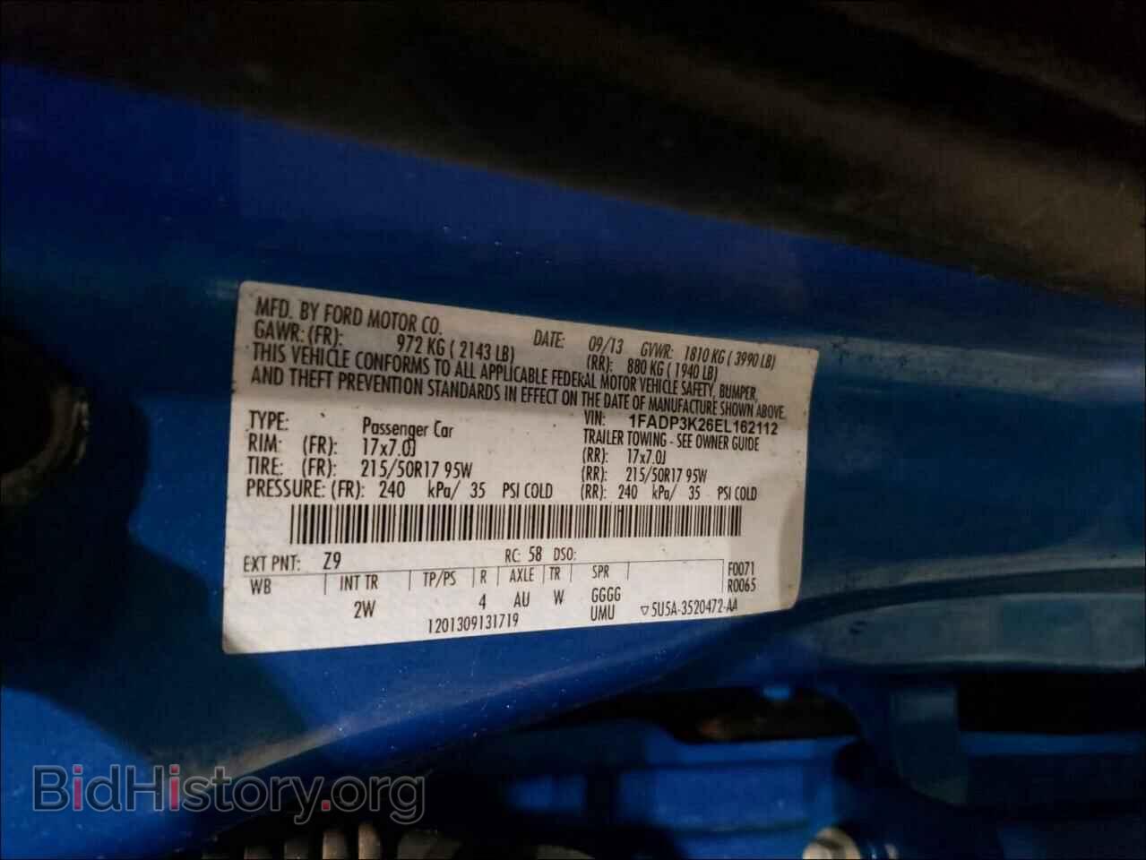 2014 FORD FOCUS - VIN: 1FADP3K26EL162112 - Фото 10