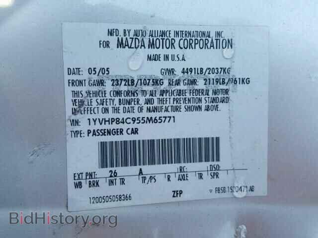 2005 MAZDA 6 - VIN: 1YVHP84C955M65771 - Фото 10
