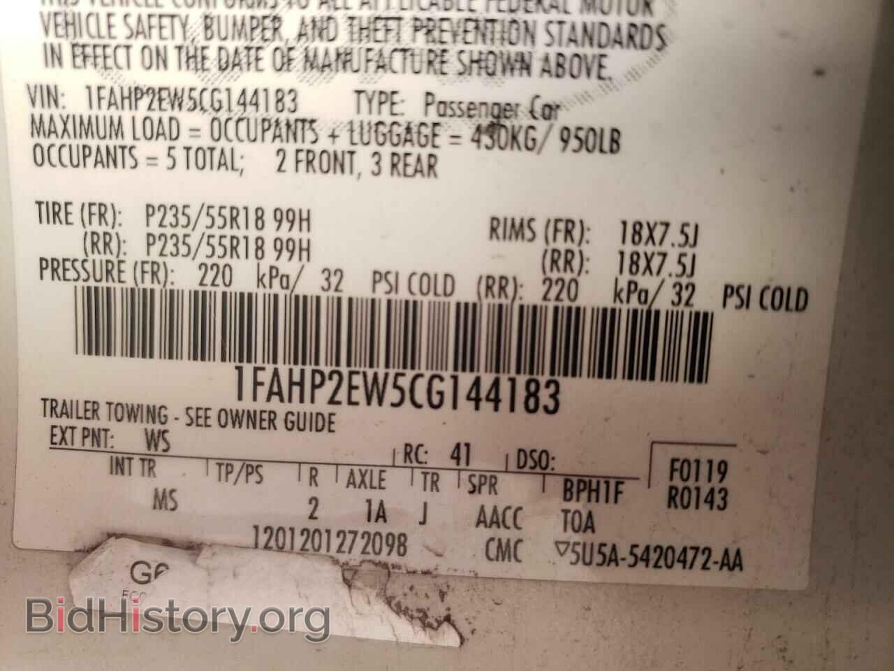 2012 FORD TAURUS - VIN: 1FAHP2EW5CG144183 - Photo 10