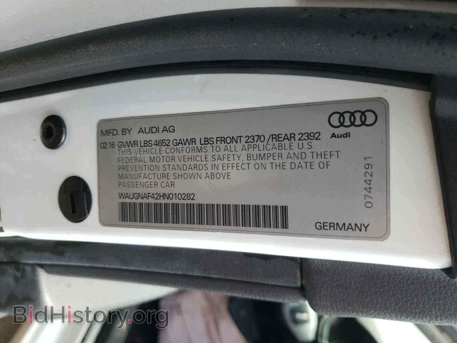 2017 AUDI A4 - VIN: WAUGNAF42HN010282 - Фото 10