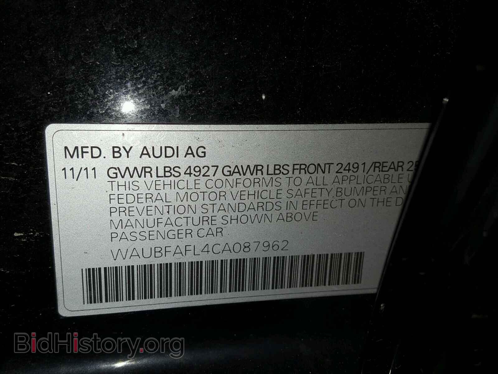 2012 AUDI A4 - VIN: WAUBFAFL4CA087962 - Photo 10