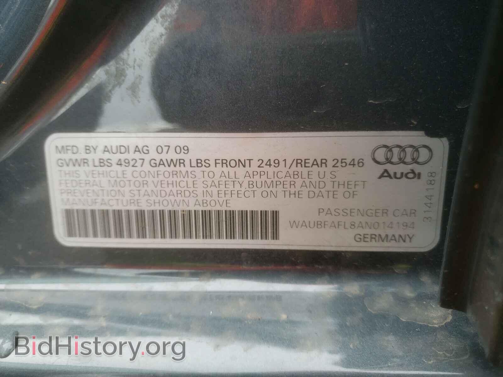 2010 AUDI A4 - VIN: WAUBFAFL8AN014194 - Фото 10
