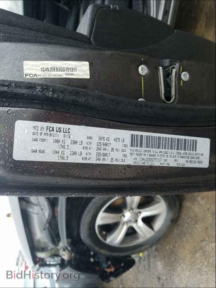 2016 JEEP COMPASS - VIN: 1C4NJDEB2GD751317 - Фото 10