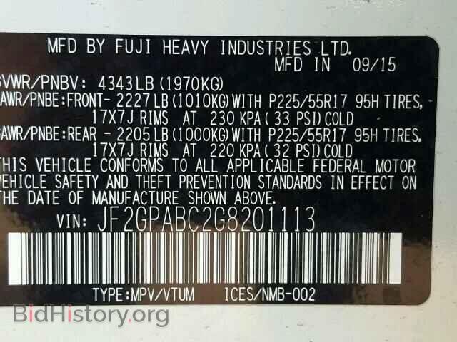 2016 SUBARU ALL OTHER - VIN: JF2GPABC2G8201113 - Фото 10