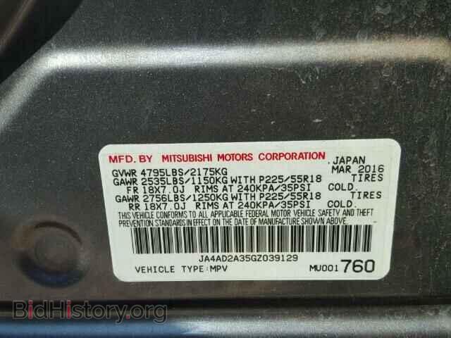 2016 MITSUBISHI OUTLANDER - VIN: JA4AD2A35GZ039129 - Фото 10