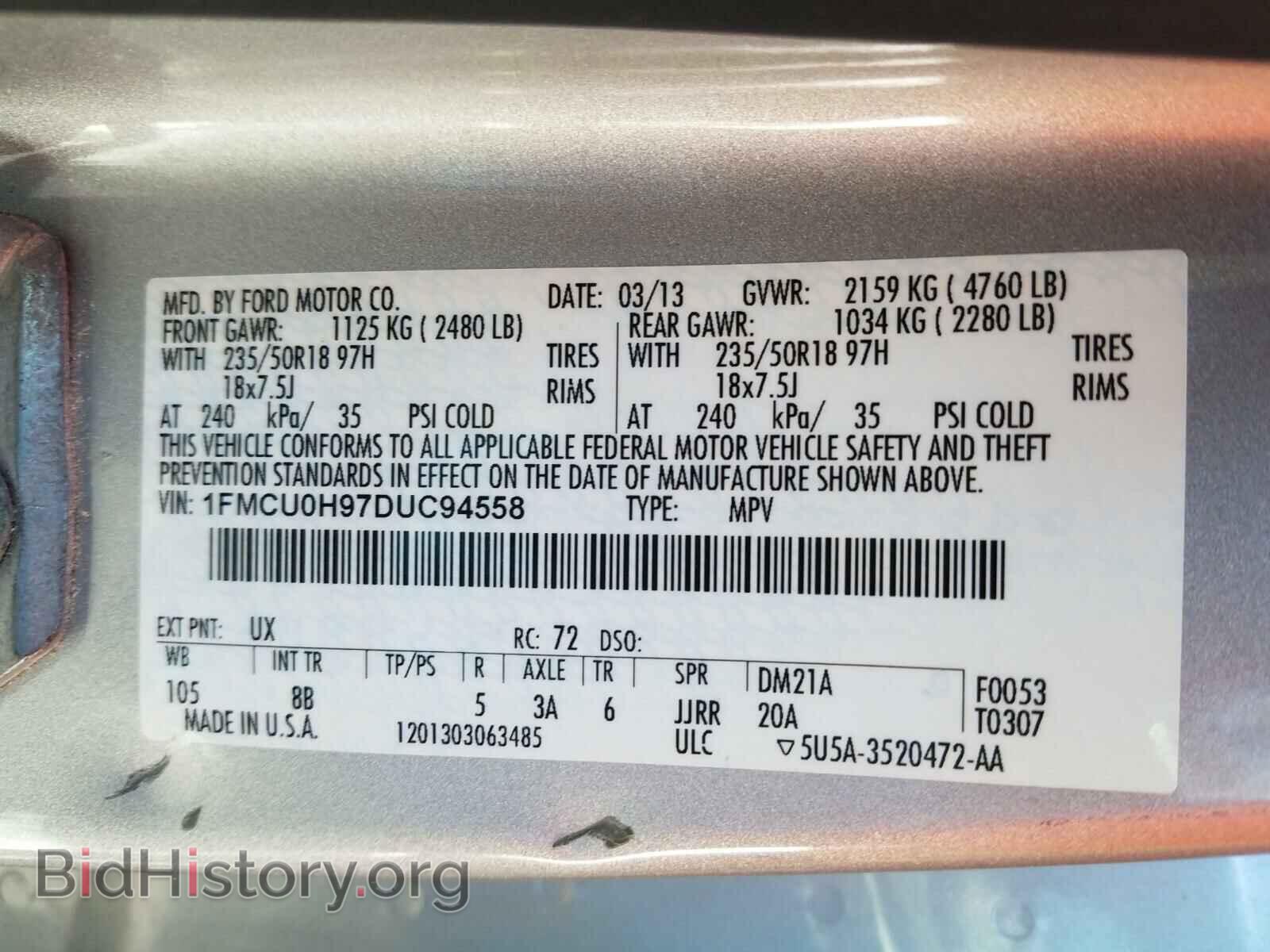 2013 FORD ESCAPE - VIN: 1FMCU0H97DUC94558 - Photo 10