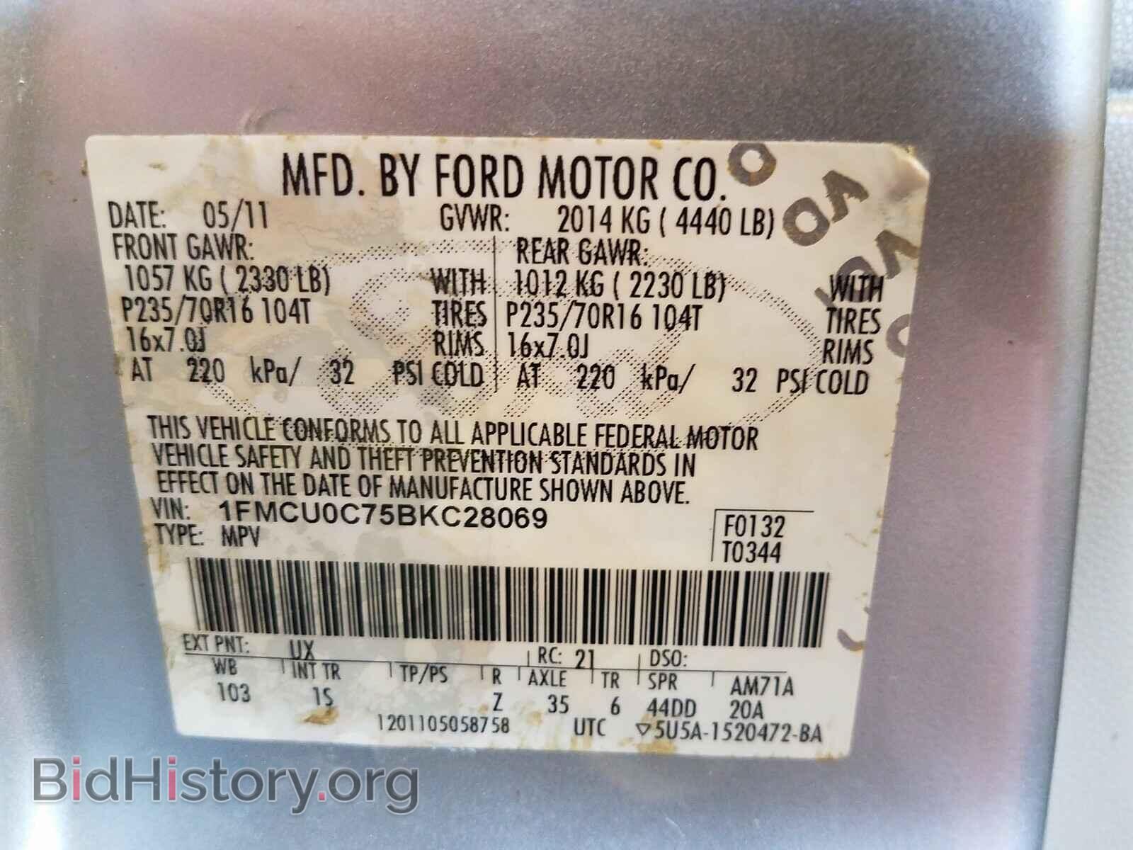 2011 FORD ESCAPE - VIN: 1FMCU0C75BKC28069 - Photo 10
