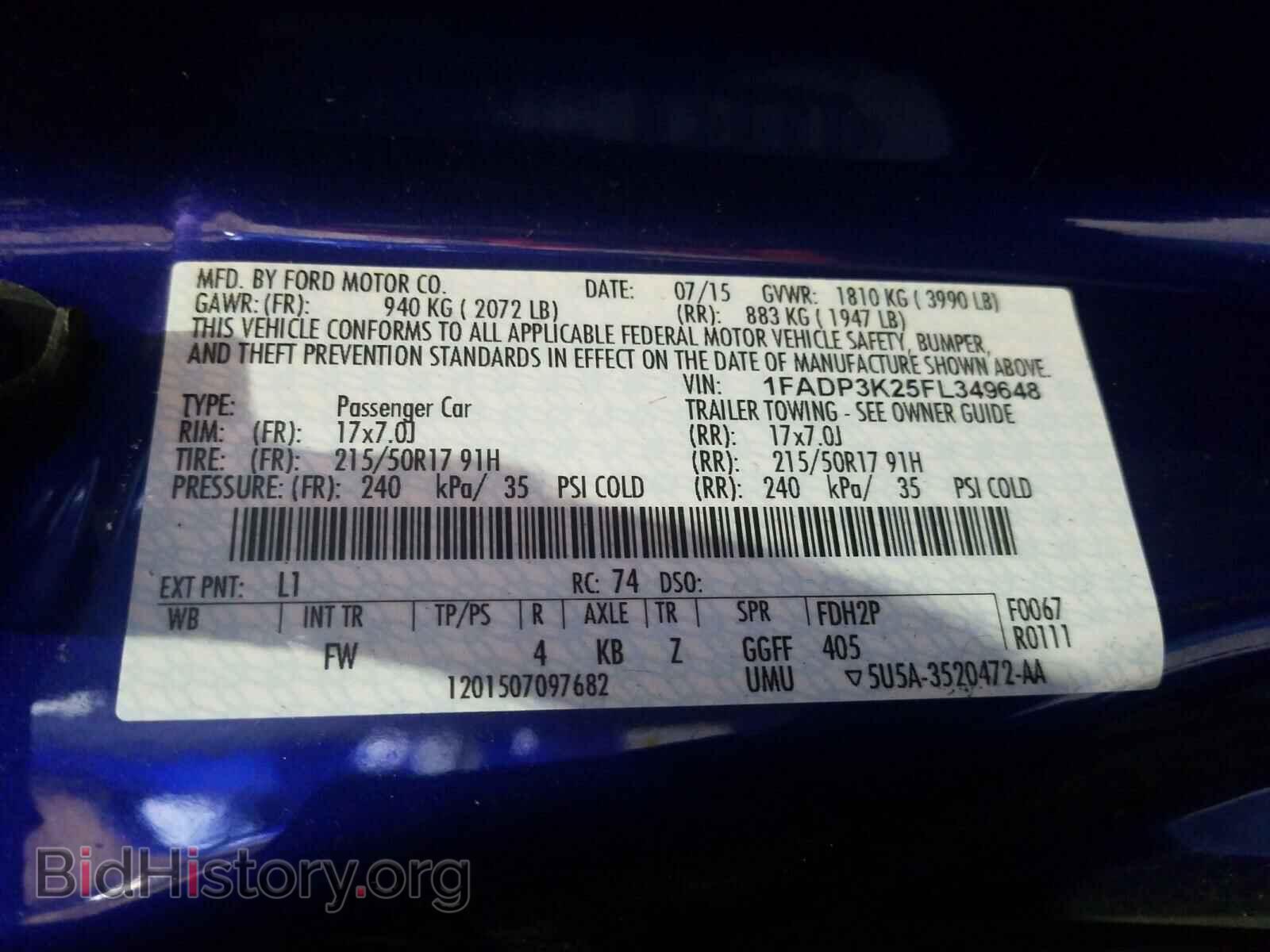 2015 FORD FOCUS - VIN: 1FADP3K25FL349648 - Фото 10