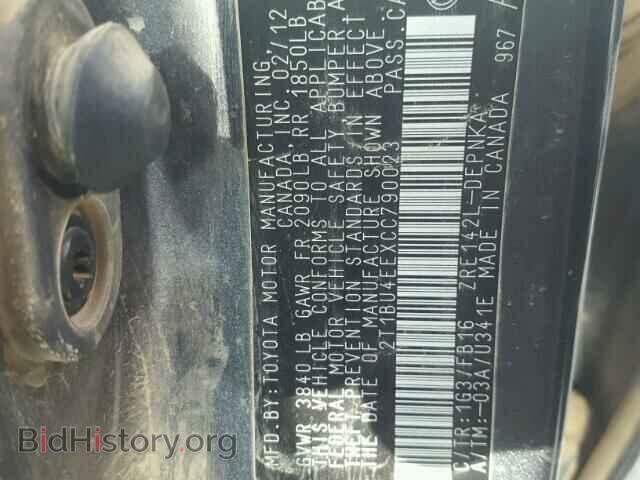 2012 TOYOTA COROLLA - VIN: 2T1BU4EEXCC790023 - Фото 10