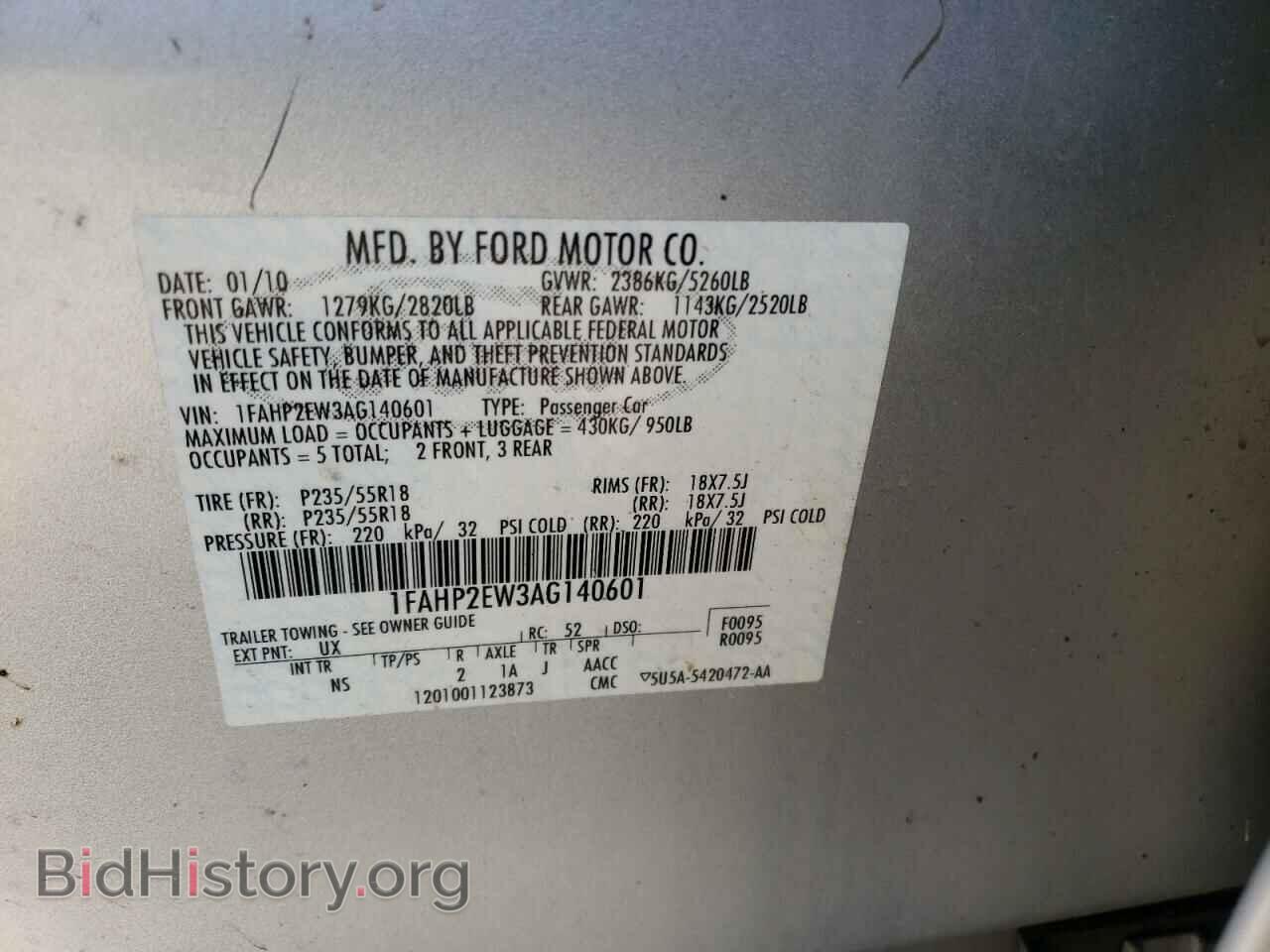 2010 FORD TAURUS - VIN: 1FAHP2EW3AG140601 - Photo 10