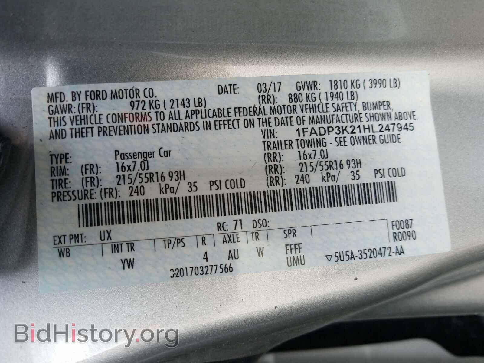 2017 FORD FOCUS - VIN: 1FADP3K21HL247945 - Photo 10