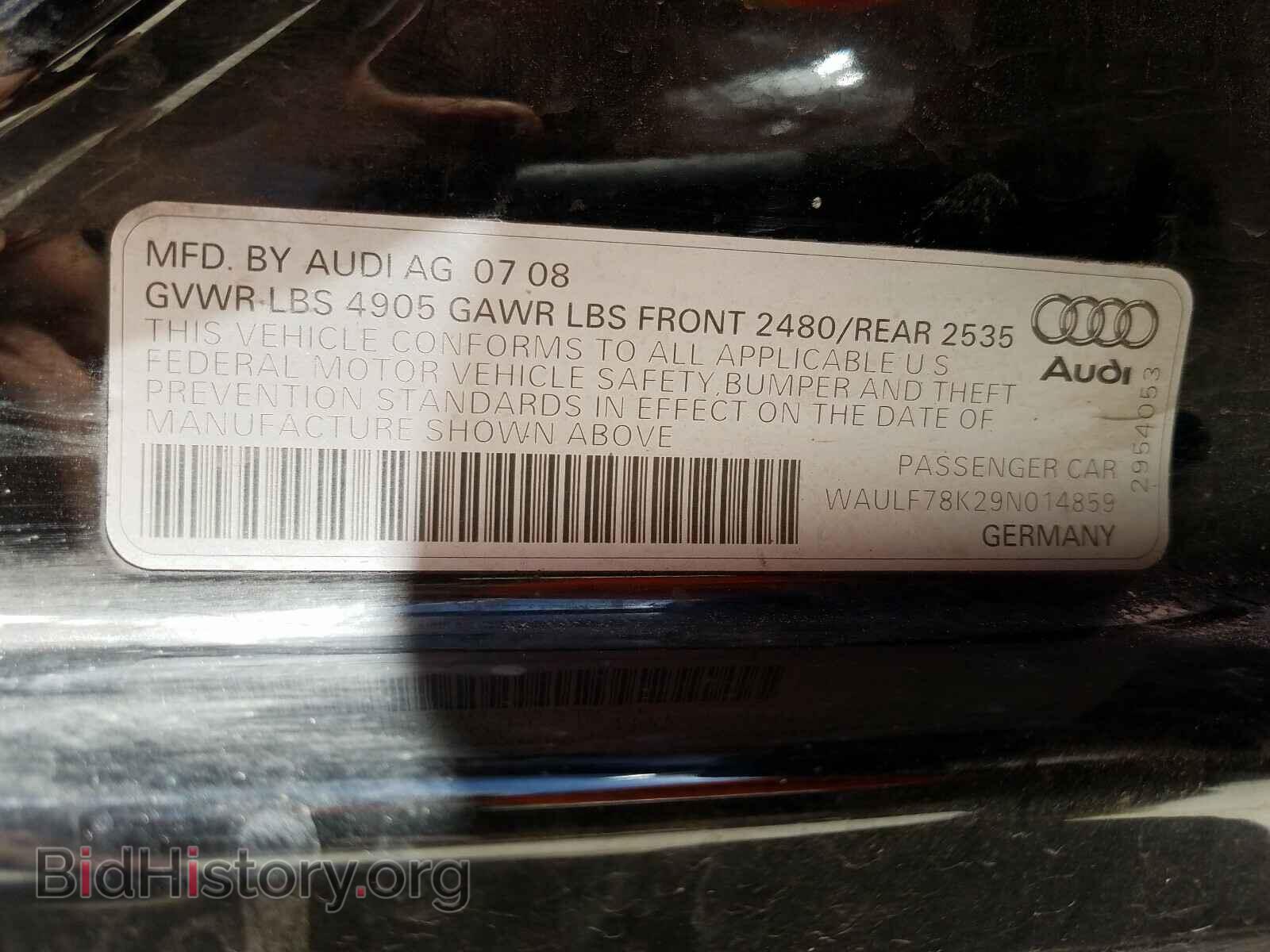 2009 AUDI A4 - VIN: WAULF78K29N014859 - Фото 10