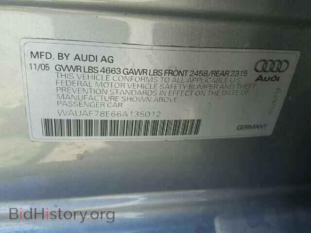 2006 AUDI A4 - VIN: WAUAF78E66A135012 - Photo 10