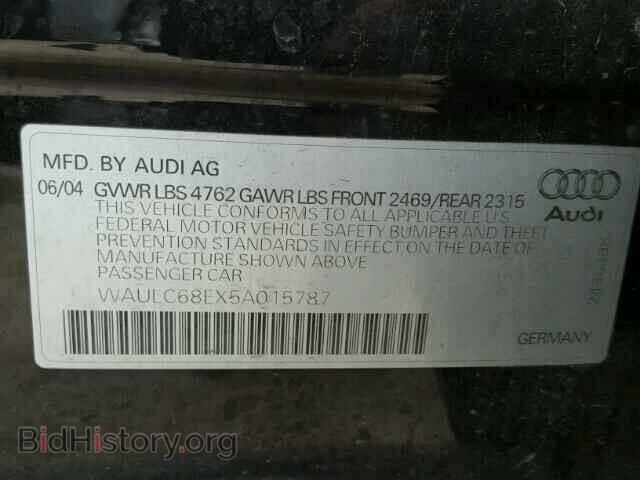 2005 AUDI A4 - VIN: WAULC68EX5A015787 - Фото 10