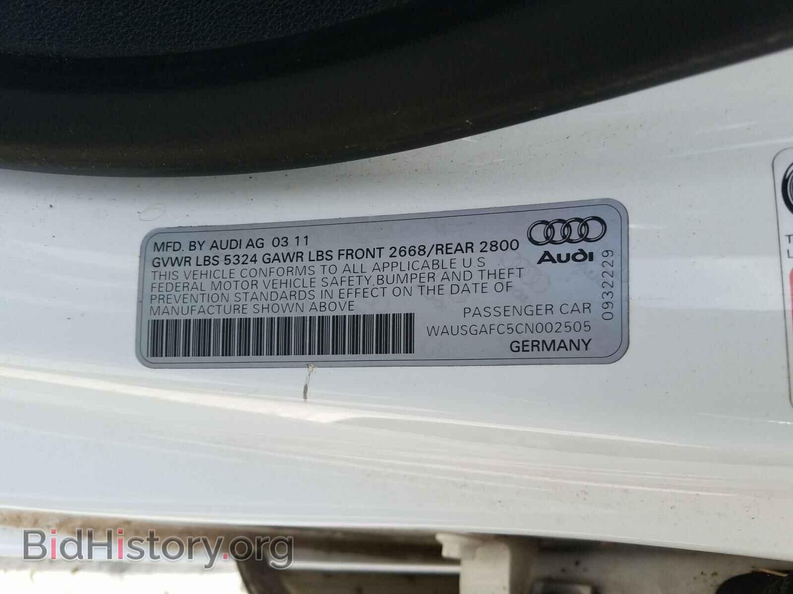 2012 AUDI A7 - VIN: WAUSGAFC5CN002505 - Фото 10