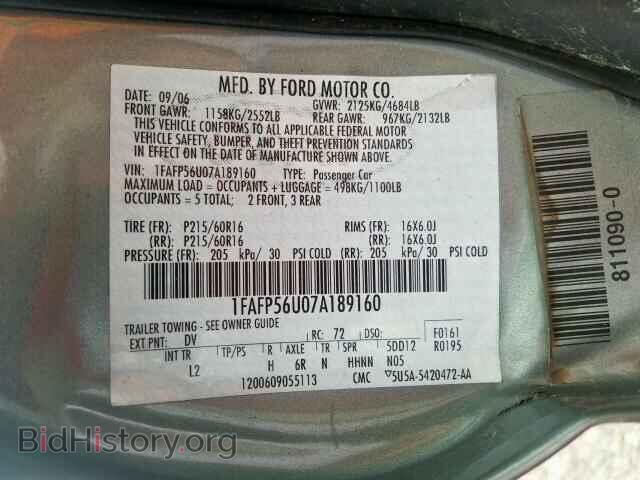 2007 FORD TAURUS - VIN: 1FAFP56U07A189160 - Фото 10
