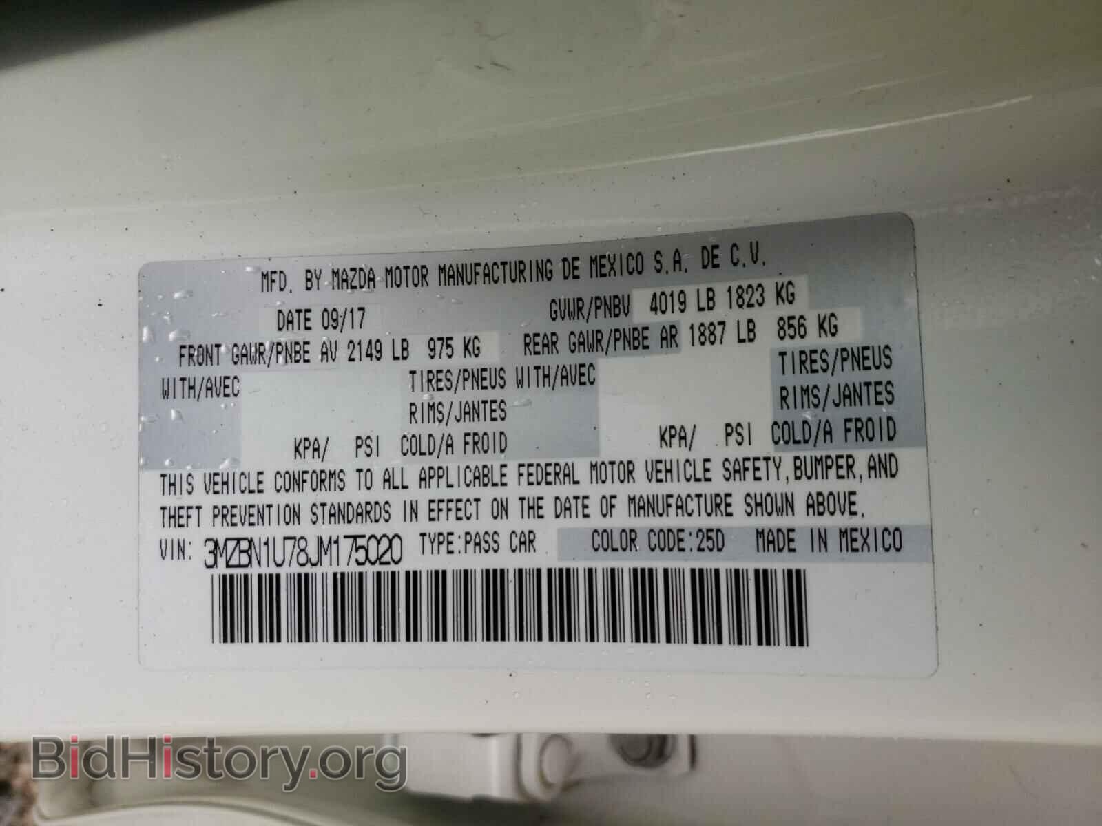 2018 MAZDA 3 - VIN: 3MZBN1U78JM175020 - Фото 10