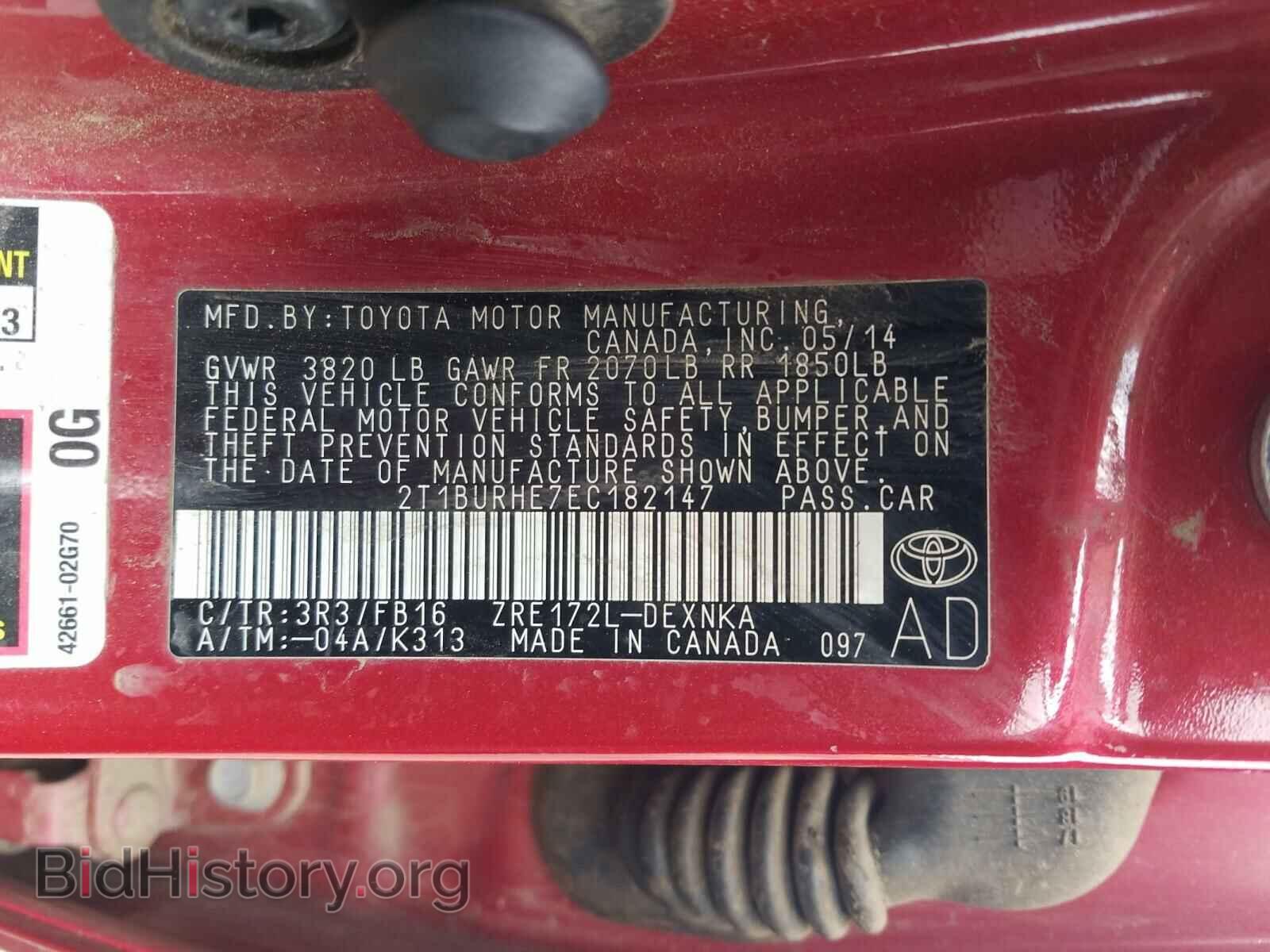2014 TOYOTA COROLLA - VIN: 2T1BURHE7EC182147 - Фото 10