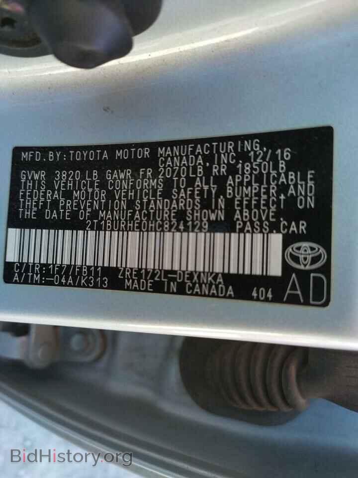 2017 TOYOTA COROLLA - VIN: 2T1BURHE0HC824129 - Фото 10