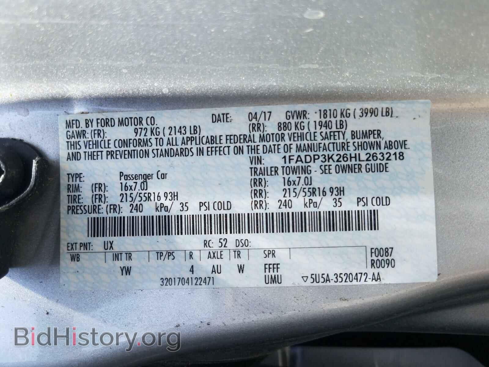 2017 FORD FOCUS - VIN: 1FADP3K26HL263218 - Фото 10