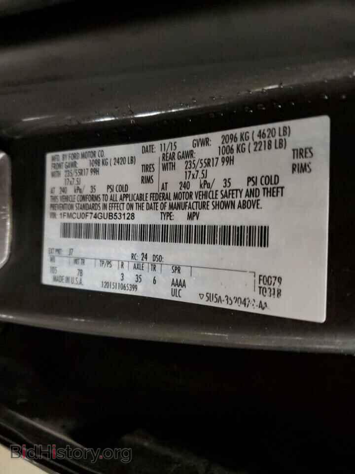 2016 FORD ESCAPE - VIN: 1FMCU0F74GUB53128 - Фото 13