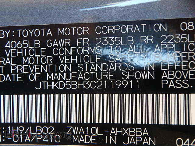 2012 LEXUS CT 200 - VIN: JTHKD5BH3C2119911 - Фото 9