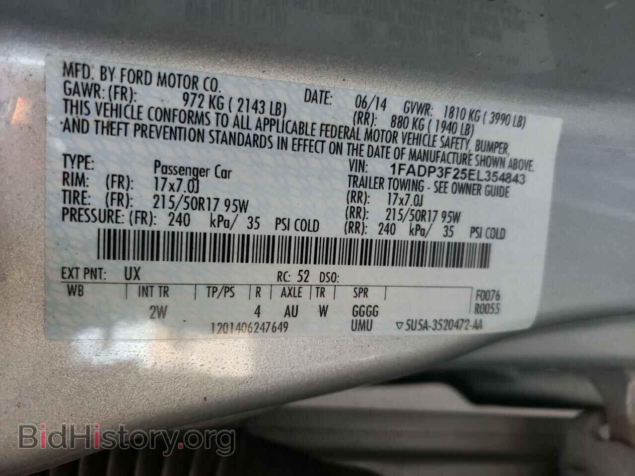 2014 FORD FOCUS - VIN: 1FADP3F25EL354843 - Фото 10