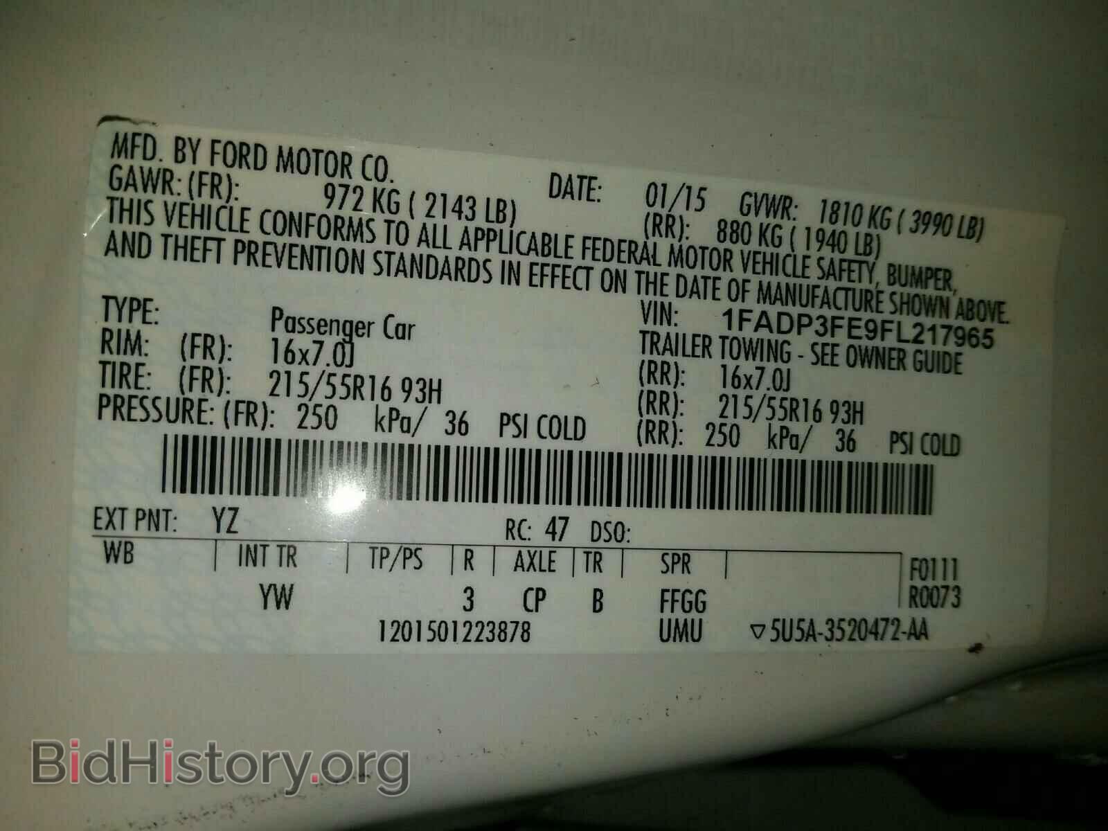 2015 FORD FOCUS - VIN: 1FADP3FE9FL217965 - Фото 10