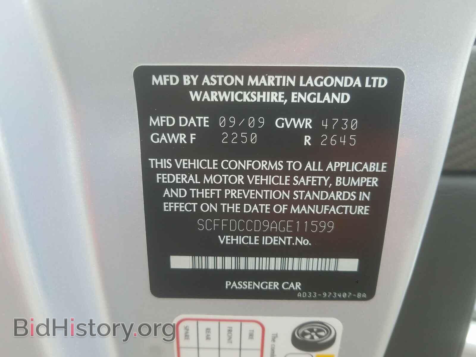 2010 ASTON MARTIN ALL MODELS - VIN: SCFFDCCD9AGE11599 - Фото 10
