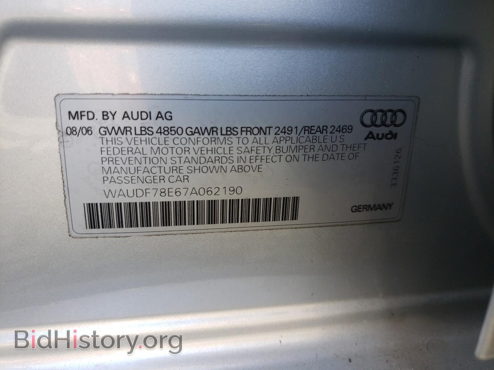 2007 AUDI A4 - VIN: WAUDF78E67A062190 - Photo 10