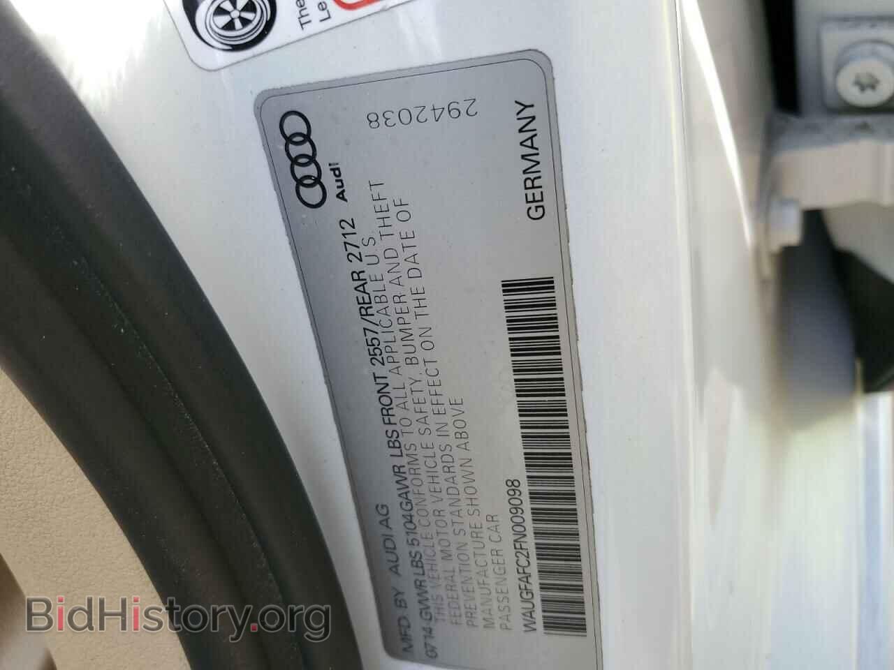 2015 AUDI A6 - VIN: WAUGFAFC2FN009098 - Фото 12
